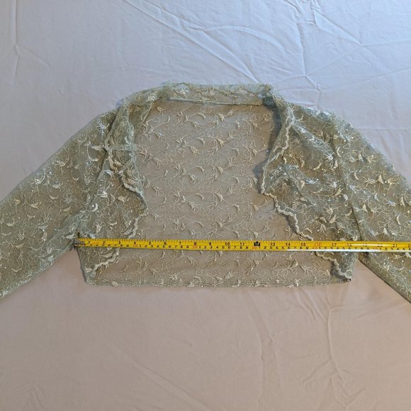 Elegant Bellessa Green Gown with Lace Bolero sz L - Picture 11 of 16